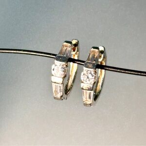 3/$35 - 925 Silver Hoop Hinged Earrings with clear stones